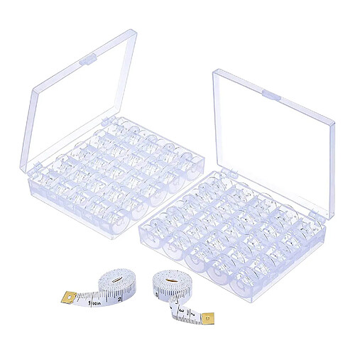 50 pièces Clair En Plastique Machine À Coudre Bobines Bobines avec Cas pour Frère Chanteur Babylock Janome , 2 pièces Rubans À Mesurer pour