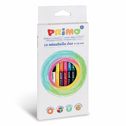 Primo 12 crayons de couleur Minabella bicolores