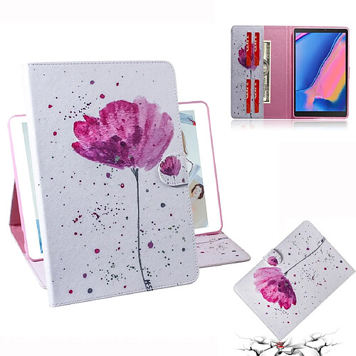 Wewoo Housse Coque Etui à rabat horizontal pourpre avec motif orchidées pour Galaxy Tab A 8 2019 / P200 / P205avec porte-carte et logement carte