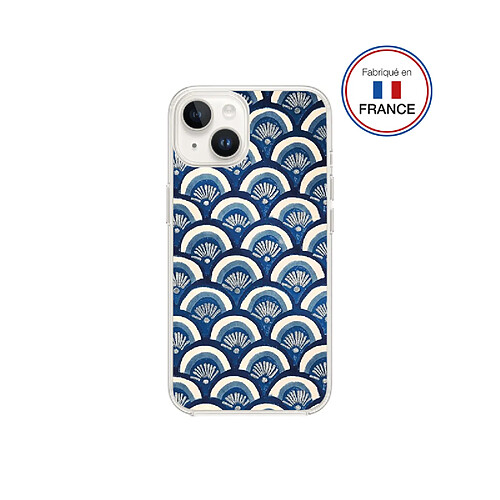 Coque Résine iPhone 13/14 Ecailles bleues - Fabriquée en France Bigben