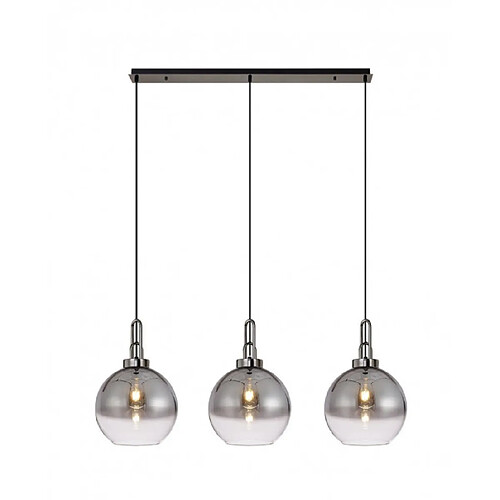 Luminaire Center Suspension 3 ampoules Chrome noir,fumé