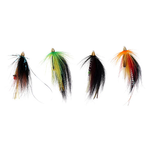 4pcs Tube Mouches Tête en Cone 4 Couleurs Vives pour Pêche à Saumon Truite