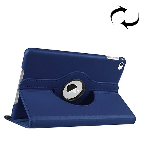 Wewoo Smart Cover bleu foncé pour iPad mini 4 Litchi Texture 360 degrés pivotant Smart Case en cuir avec support