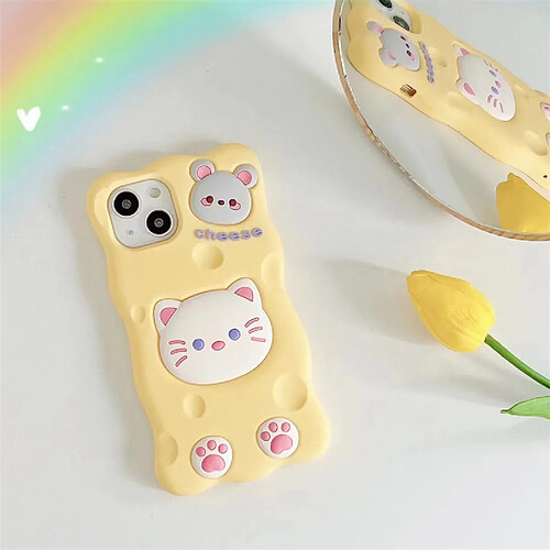 GUPBOO Étui pour iPhoneXsMax Coque en silicone pour téléphone fille chat fromage mignon