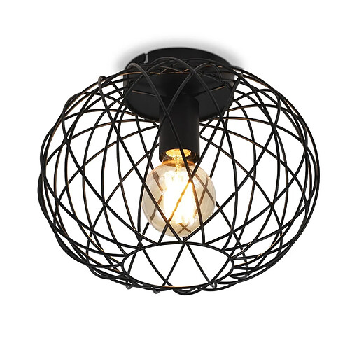 NETTLIFE Plafonnier E27 Rond Noir 30CM Max. 40W Lampe de Couloir en Métal Rétro Vintage Abat-Jour Industriel pour Allée Salon Chambre Cuisine