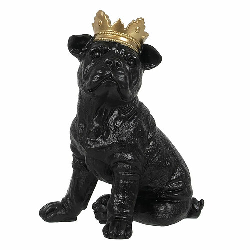 BigBuy Home Figurine Décorative Noir Doré Chien 15,5 x 18,4 x 25,5 cm