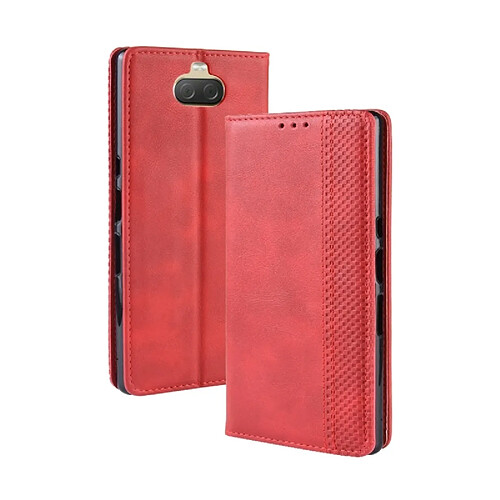 Wewoo Housse Coque Étui en cuir à boucle magnétique avec texture rétro et pour Sony Xperia 10 Plus, support emplacements pour cartes porte-monnaie (rouge)