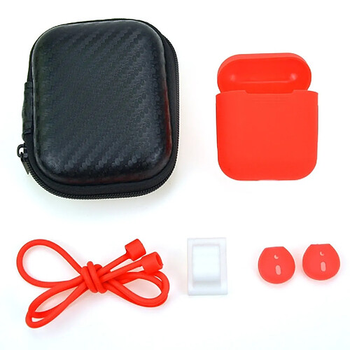 Wewoo Coque Écouteurs sans fil en silicone anti-choc pour Apple AirPods 1/2 rouge