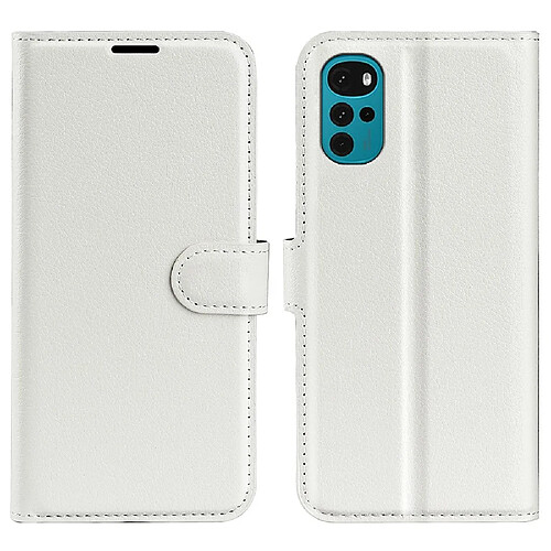 Etui en PU texture litchi, anti-rayures avec support blanc pour votre Motorola Moto G22