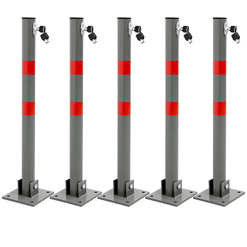 Ecd Germany 5x Barrière de parking rabattable poteau de stationnement borne de poste 68 cm