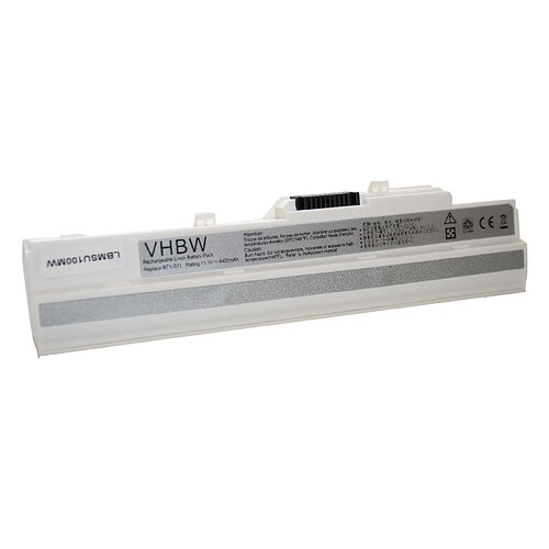 Vhbw Batterie Li-Ion 4400mAh 11.1V en blanc pour MEDION AKOYA MINI E1210, E1212, E2312 etc. NETBOOK NOTEBOOK LAPTOP SUBNOTEBOOK