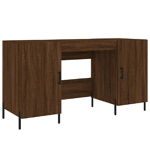 Helloshop26 Bureau table poste de travail meuble d'ordinateur informatique étude chêne 140 x 50 x 75 cm bois d'ingénierie brun 02_0023617