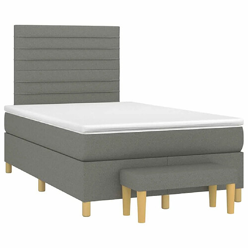 Maison Chic Lit adulte- Lit + matelas,Sommier à lattes de lit avec matelas gris foncé 120x190cm tissu -GKD74395