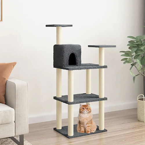 vidaXL Arbre à chat avec griffoirs en sisal gris foncé 118,5 cm