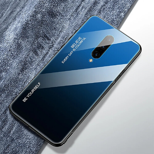 Wewoo Coque Pour OnePlus 7 Pro Gradient Color Glass Case Bleu