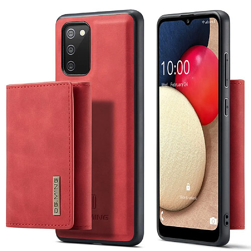 Dg.Ming Coque en TPU + PU magnétique, hybride détachable avec béquille rouge pour votre Samsung Galaxy A02s (164.2x75.9x9.1mm)