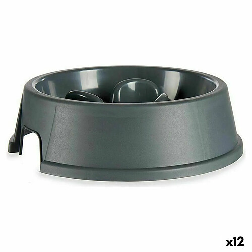 Mascow Gamelle à Alimentation Lente pour Animaux de Compagnie Anthracite Plastique (27 x 7,5 x 27 cm) (12 Unités)