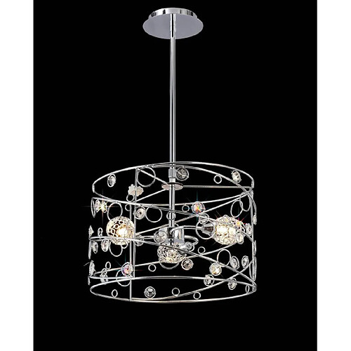 Luminaire Center Suspension Sorrento Ball 3 Ampoules chrome poli/cristal