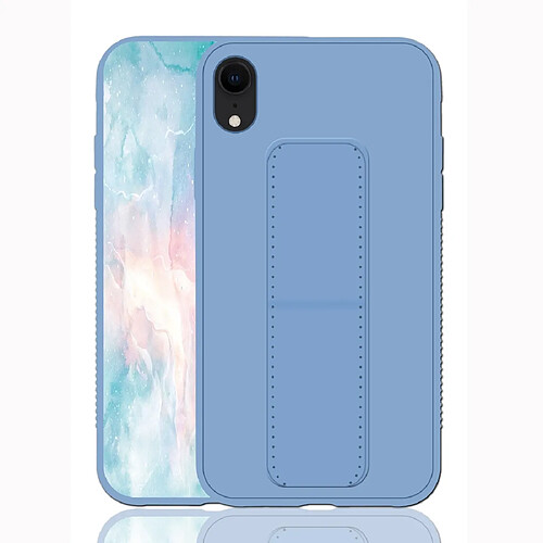 Wewoo Coque Rigide Pour iPhone XR Shockproof PC + TPU Housse de protection avec bracelet et support Bleu