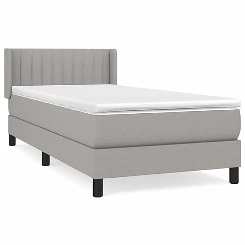 Maison Chic Structures de lit + matelas,Lit à sommier tapissier avec matelas Gris clair 90x200 cm Tissu -MN32505