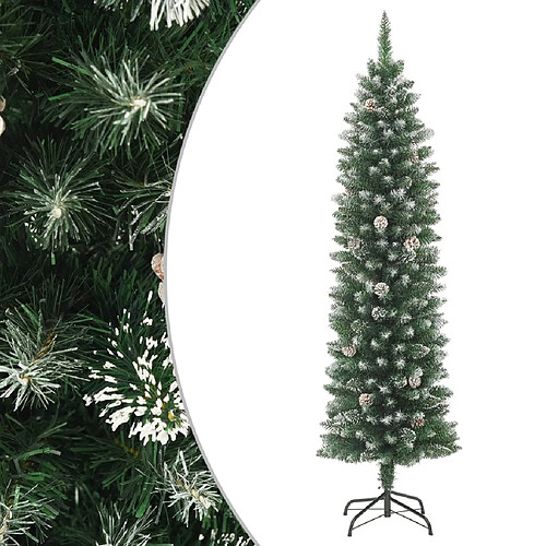 vidaXL Sapin de Noël artificiel mince avec support 120 cm PVC