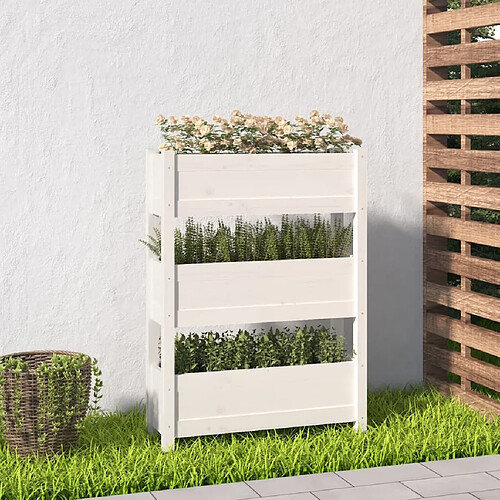 vidaXL Jardinière Blanc 77x25x104,5 cm Bois massif de pin