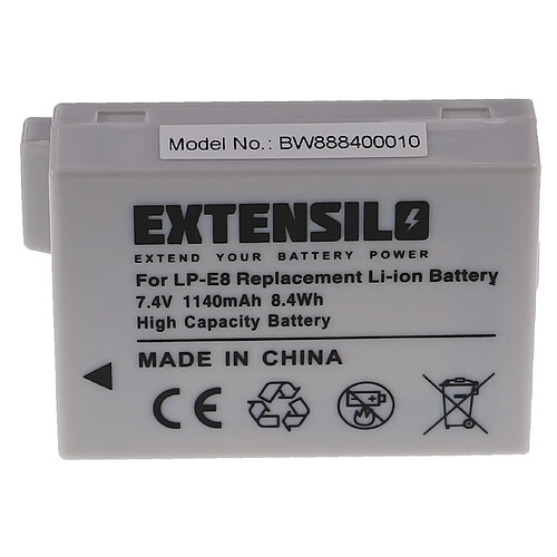 Vhbw EXTENSILO Batterie compatible avec Canon EOS Rebel T4i appareil photo, reflex numérique (1140mAh, 7,4V, Li-ion)