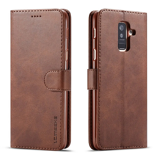 Wewoo Housse Coque Pour Galaxy A6 Plus 2018 LC.IMEEKE Étui en cuir à rabat horizontal avec texture de veauavec support et fentes cartes et portefeuille marron