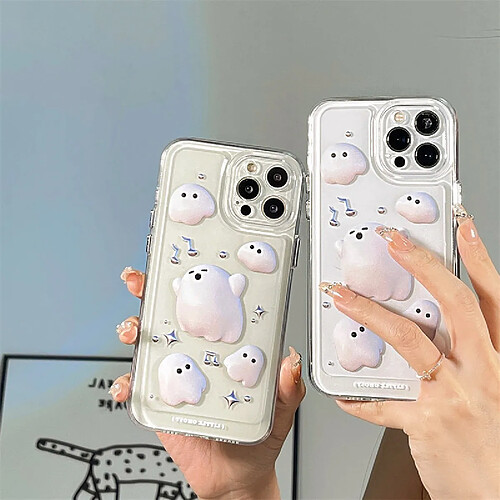 GUPBOO Étui pour iPhone13 Coque souple pour téléphone portable mignon petit dessin animé fantôme