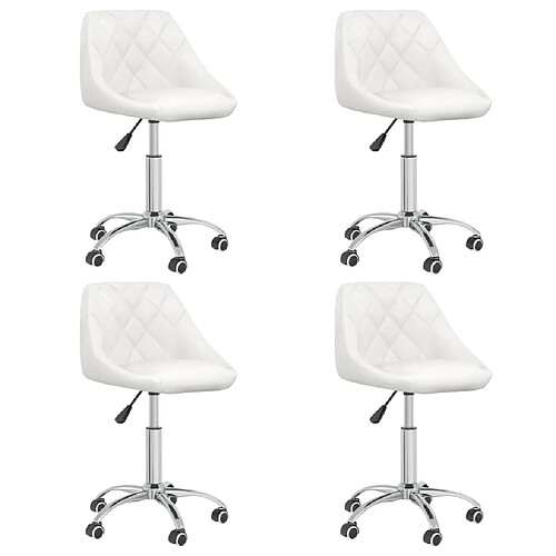 vidaXL Chaises pivotantes à manger lot de 4 Blanc Similicuir