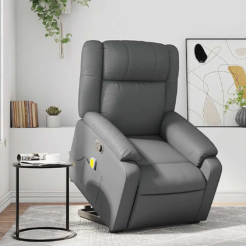 vidaXL Fauteuil inclinable de massage Gris Similicuir