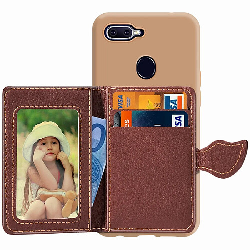 Wewoo Coque Souple Porte-cartes Texture avec boucle de feuille de litchi PU + TPU pour OPPO F9 fente cartes & support & porte-monnaie & cadre photo