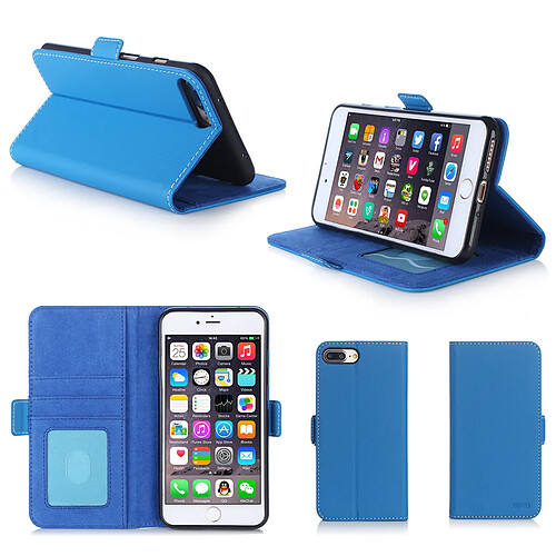 Xeptio Apple iPhone 7 Plus / iPhone 8 PLUS 5.5 pouces : Housse Portefeuille luxe bleue Cuir PU