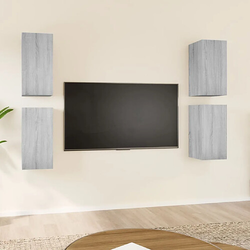 vidaXL Meubles TV 4 pcs Sonoma gris 30,5x30x60 cm Bois d'ingénierie