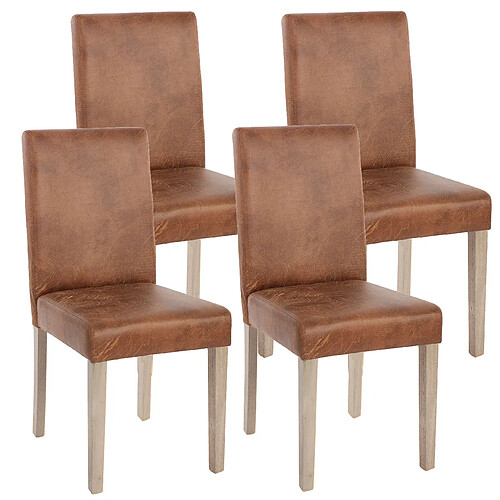 Decoshop26 Lot de 4 chaises de salle à manger cuisine imitation daim marron vieilli style vintage pieds en bois clair 04_0000600