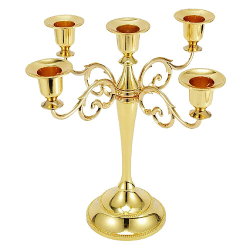 Bougeoir En Métal à 5 bougies Chandelier 10 '' Bougeoir Bougeoir Doré