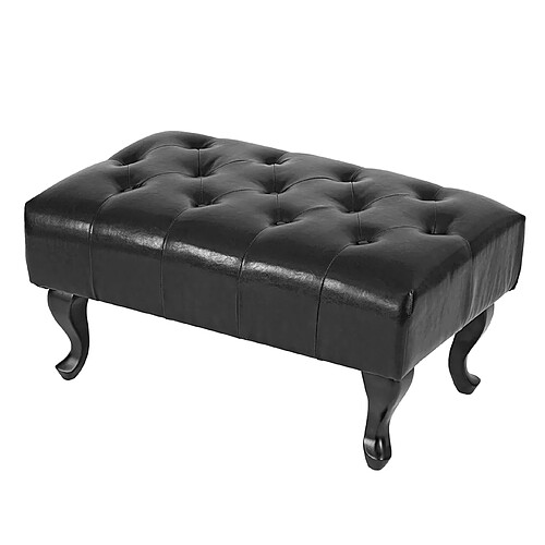 Decoshop26 Tabouret pouf repose-pieds style baroque 39x77x47cm en synthétique noir 04_0003736