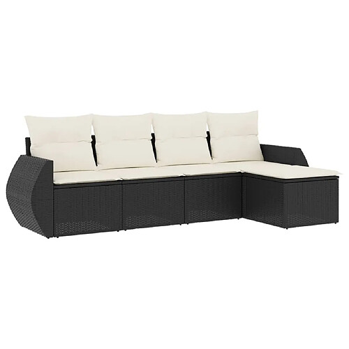 Maison Chic Salon de jardin 5 pcs avec coussins | Ensemble de Table et chaises | Mobilier d'Extérieur noir résine tressée -GKD73684