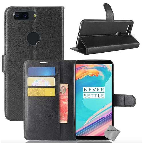 Htdmobiles Housse etui portefeuille pour OnePlus 5T + film ecran - NOIR