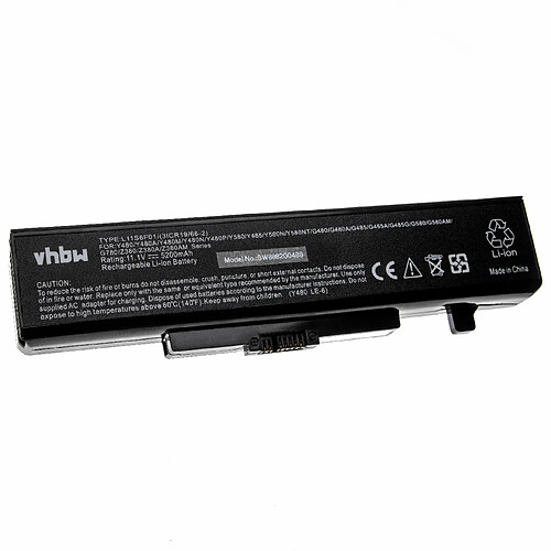 vhbw batterie compatible avec Lenovo IdeaPad Y580NT, Y580P, Z380A, Z380I, Z480, Z485, Z580, Z585 laptop (5200mAh, 11.1V, Li-Ion, noir)