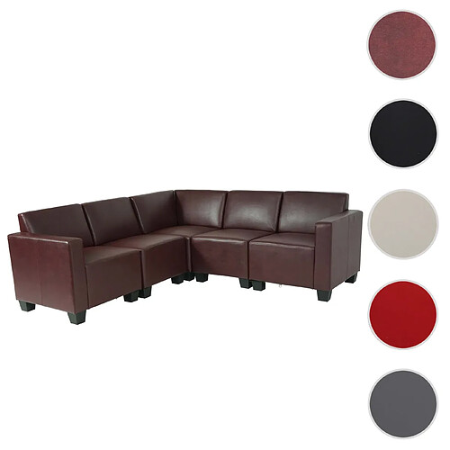 Mendler Modular Sofa-System Ensemble de canapés Lyon 5, similicuir ~ rouge-brun