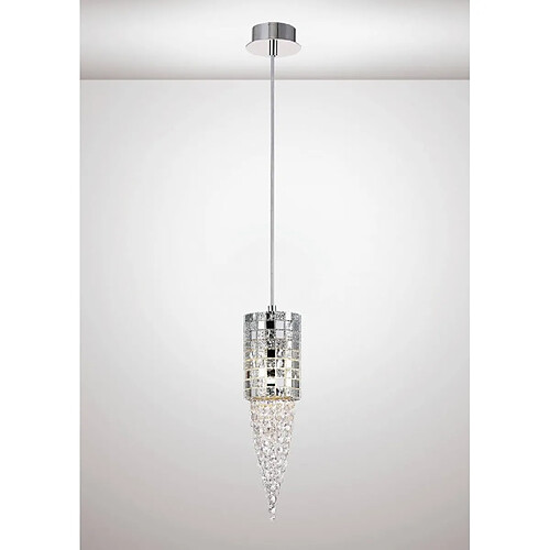 Luminaire Center Suspension Camden Single 1 Ampoule G9 chrome poli/verre Mosaique/cristal