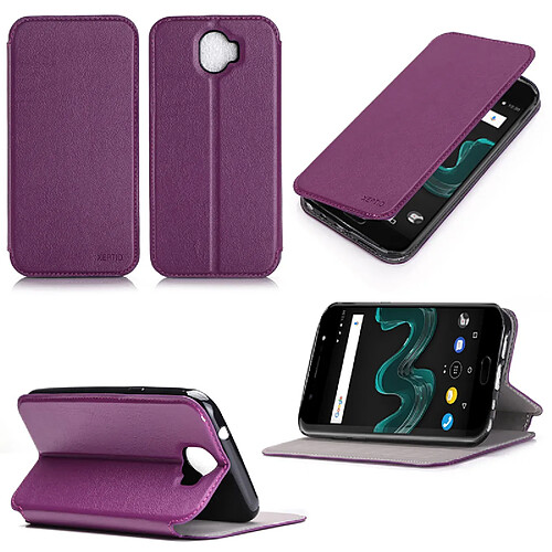 Etui Wiko WIM 4G violet luxe Ultra Slim Style Cuir avec stand - Housse Folio Flip Cover coque de protection smartphone Wiko WIM 5,5 pouces violette - Accessoires pochette XEPTIO : Exceptional case !