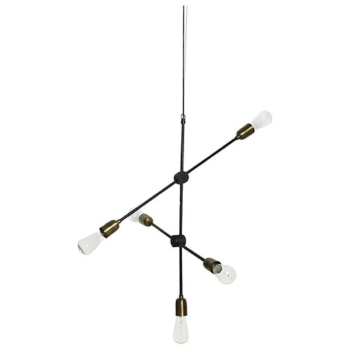 MOLECULAR-Suspension modulable 5 Lumières Métal Ø68cm noir mat laiton House Doctor