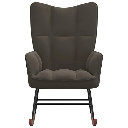 Maison Chic Chaise à bascule | Fauteuil Relax, design moderne Gris foncé Velours -GKD29764