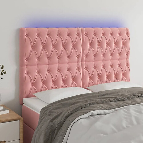 Maison Chic Tête de lit scandinave à LED,meuble de chambre Rose 160x7x118/128 cm Velours -MN58293