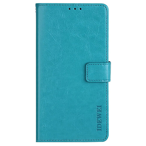 Etui en PU IDEWEI antichoc, texture crazy horse, fermeture magnétique avec support pour votre iPhone 14 Pro - bleu ciel