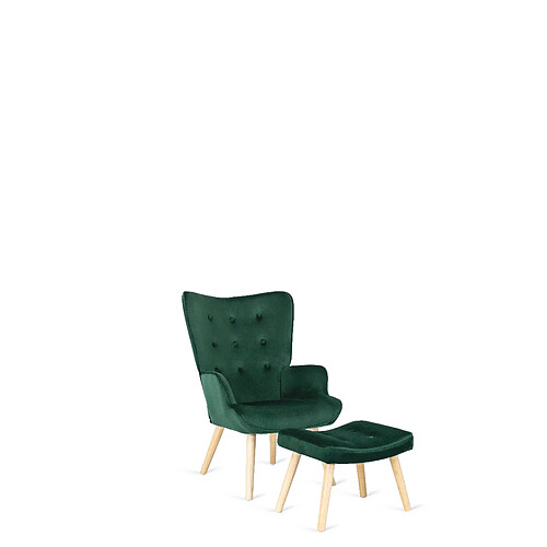 Vivaldi Fauteuil avec Repose-Pieds LOZANO Vert Velours