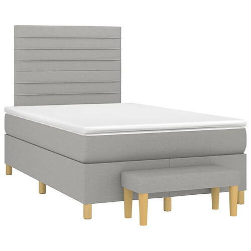 Maison Chic Lit adulte- Lit + matelas,Sommier à lattes de lit et matelas gris clair 120x190 cm tissu -GKD20494