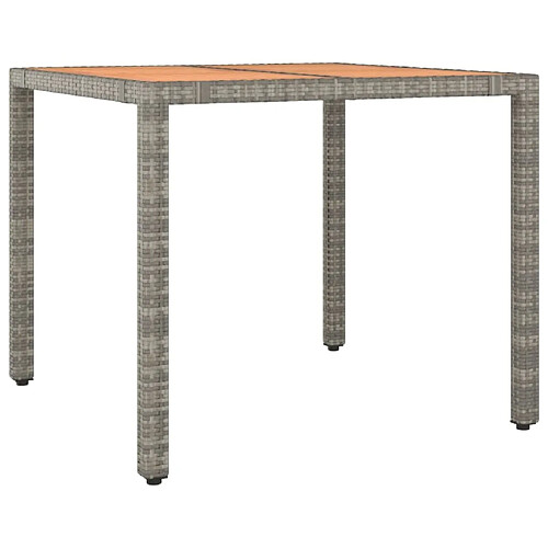 Maison Chic Table de jardin | Table d'extérieur et dessus en bois Gris Résine tressée et acacia -GKD99647